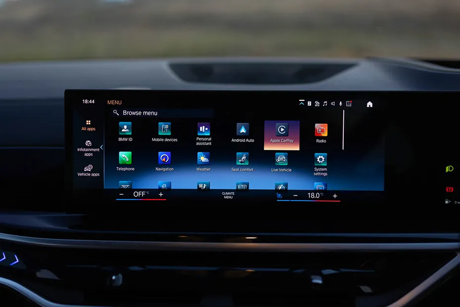 BMW X7 Infotainment System Main Menu