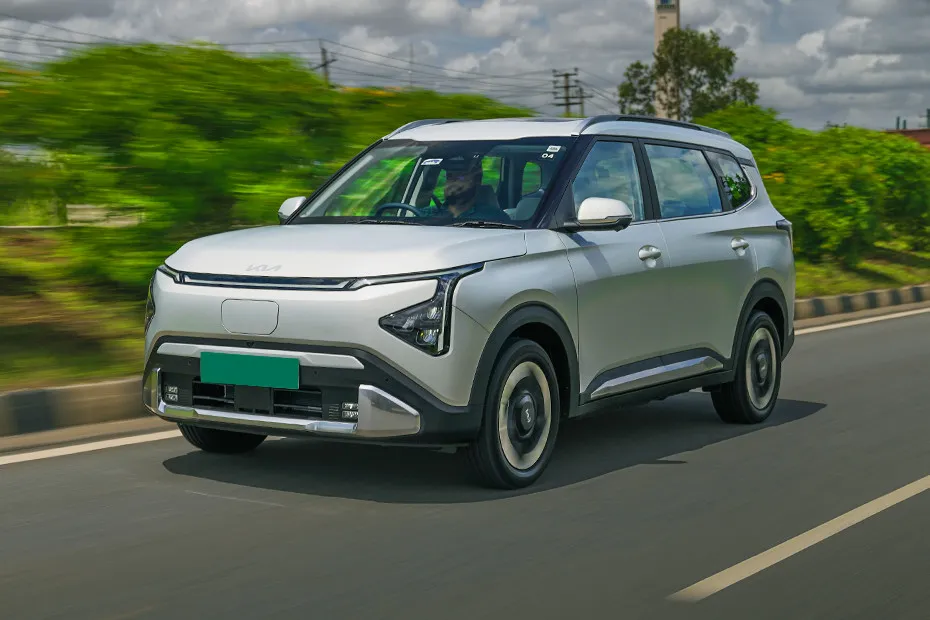 Kia Carens Clavis EV Driving: Front Left Quarter View