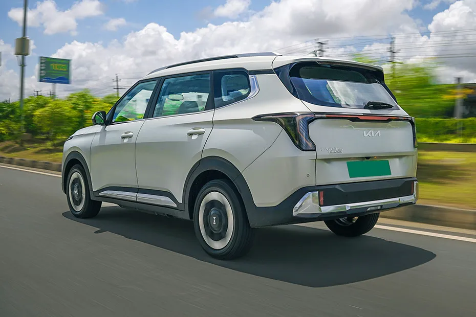Kia Carens Clavis EV Driving: Rear Left Three Quarter View