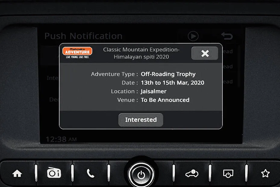 Mahindra Thar Adventure Event Notification