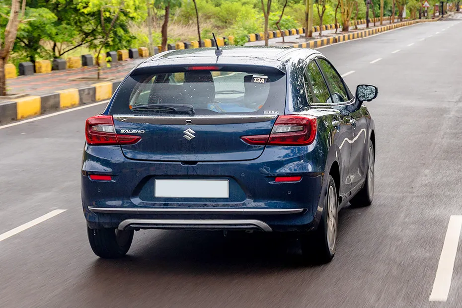 Maruti Baleno Driving: Rear Right Three Quarter View