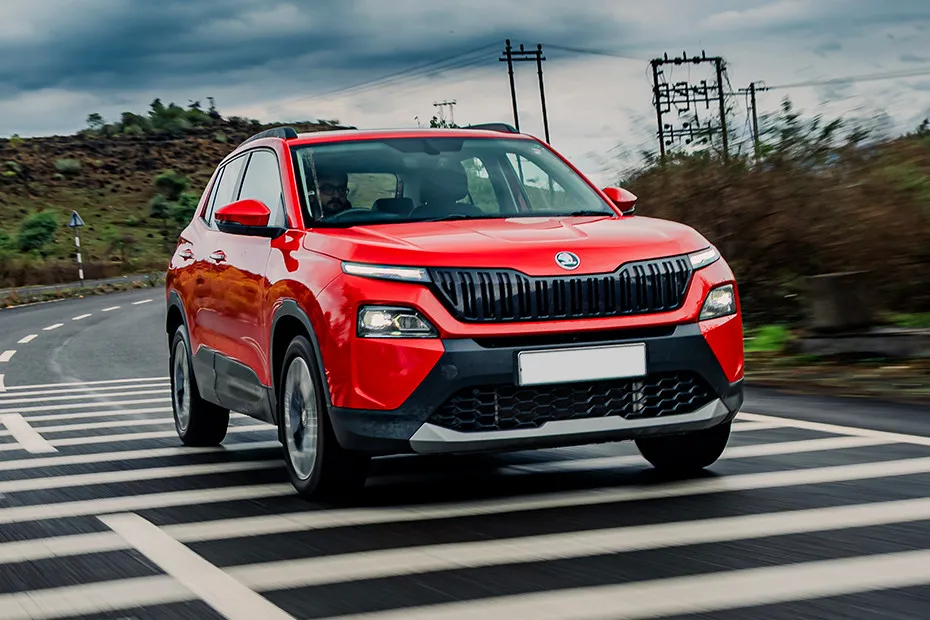 Skoda Kylaq Driving: Front Right Quarter View