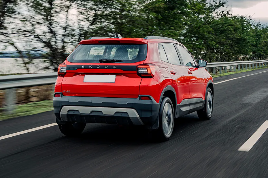 Skoda Kylaq Driving: Rear Right Three Quarter View