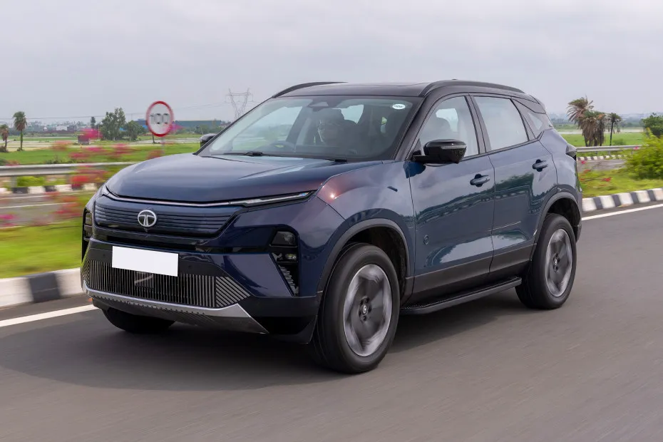 Tata Harrier EV Driving: Front Left Quarter View