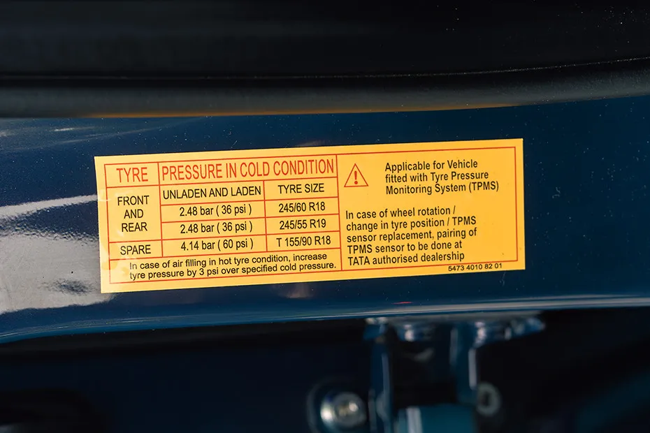 Tata Harrier EV Tyre Pressure Information