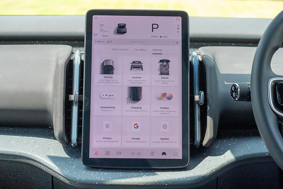 Volvo EX30 Settings Menu