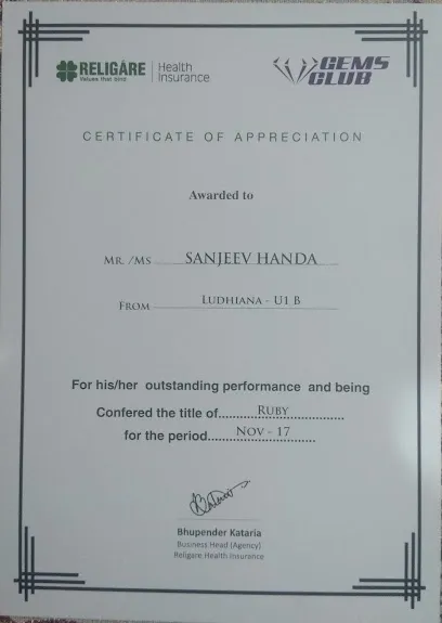Sanjeev Handa Care Health Insurance