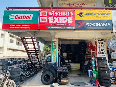 ADINATH AUTOMOBILES, Authorised Dealer of JK TYRE, YOKOHAMA TYRE & EXIDE BATTERY. CASTROL OIL