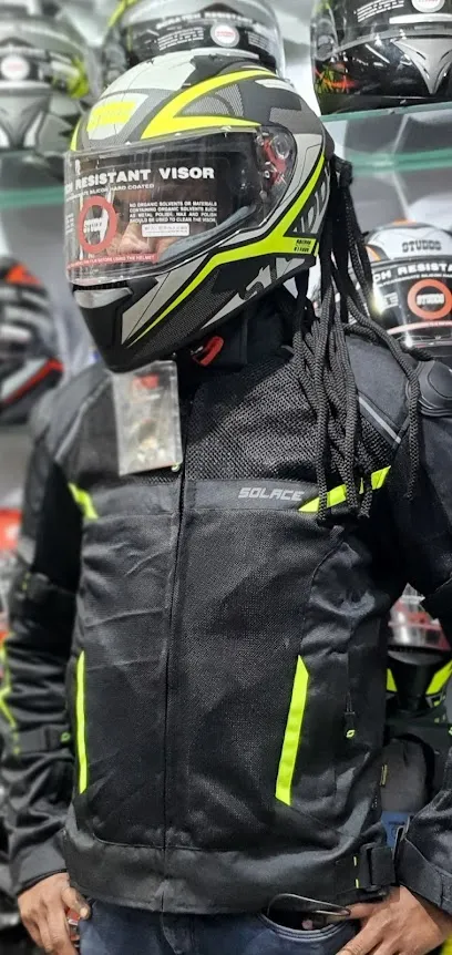 Arora Pitstop Studds Axor Vega Riding Gears MT Helmet SOLACE DSG Jacket