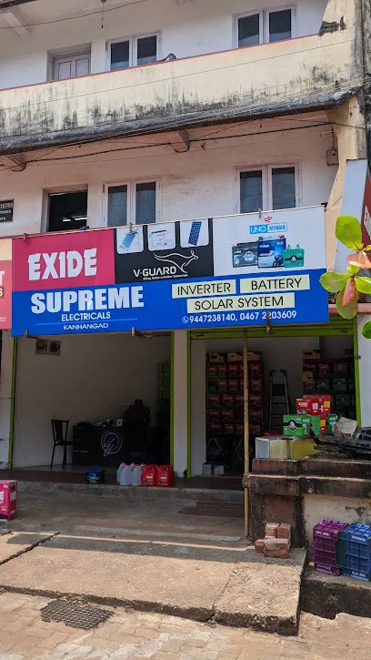 SUPREME ELECTRICALS & BATTERY KANHANGAD_V-GUARD,EXIDE,AMARON,UNO-MINDA_INVERTER-BATTERY_CAR/BIKE BATTERY_SOLAR WATER HEATER